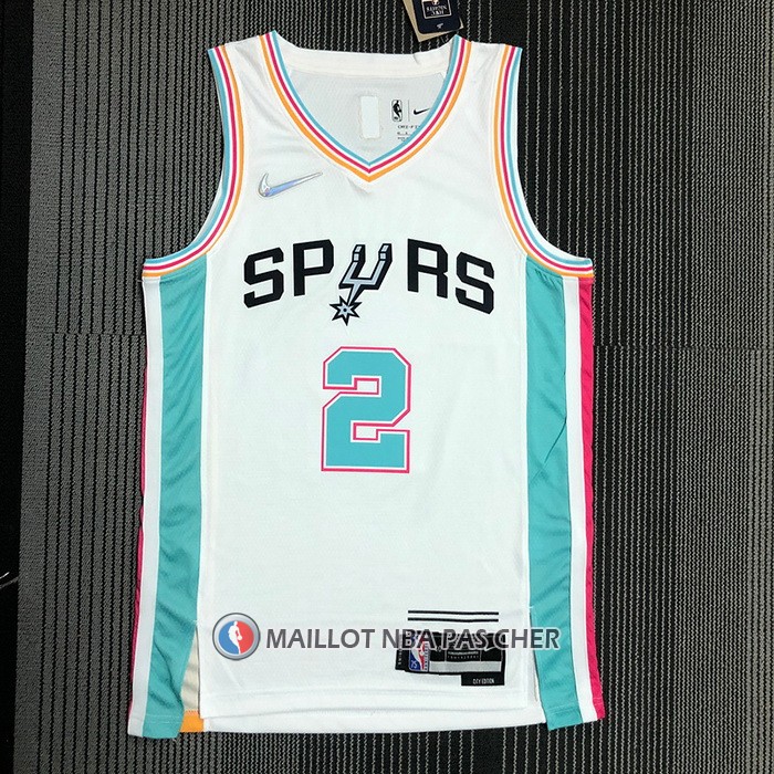Maillot San Antonio Spurs Kawhi Leonard NO 2 Ville 2021-22 Blanc